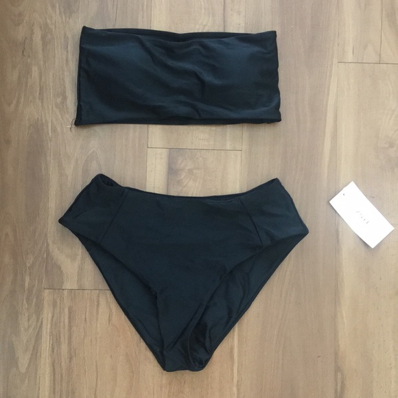 Zaful Other - High Waisted Black Bandeau Bikini